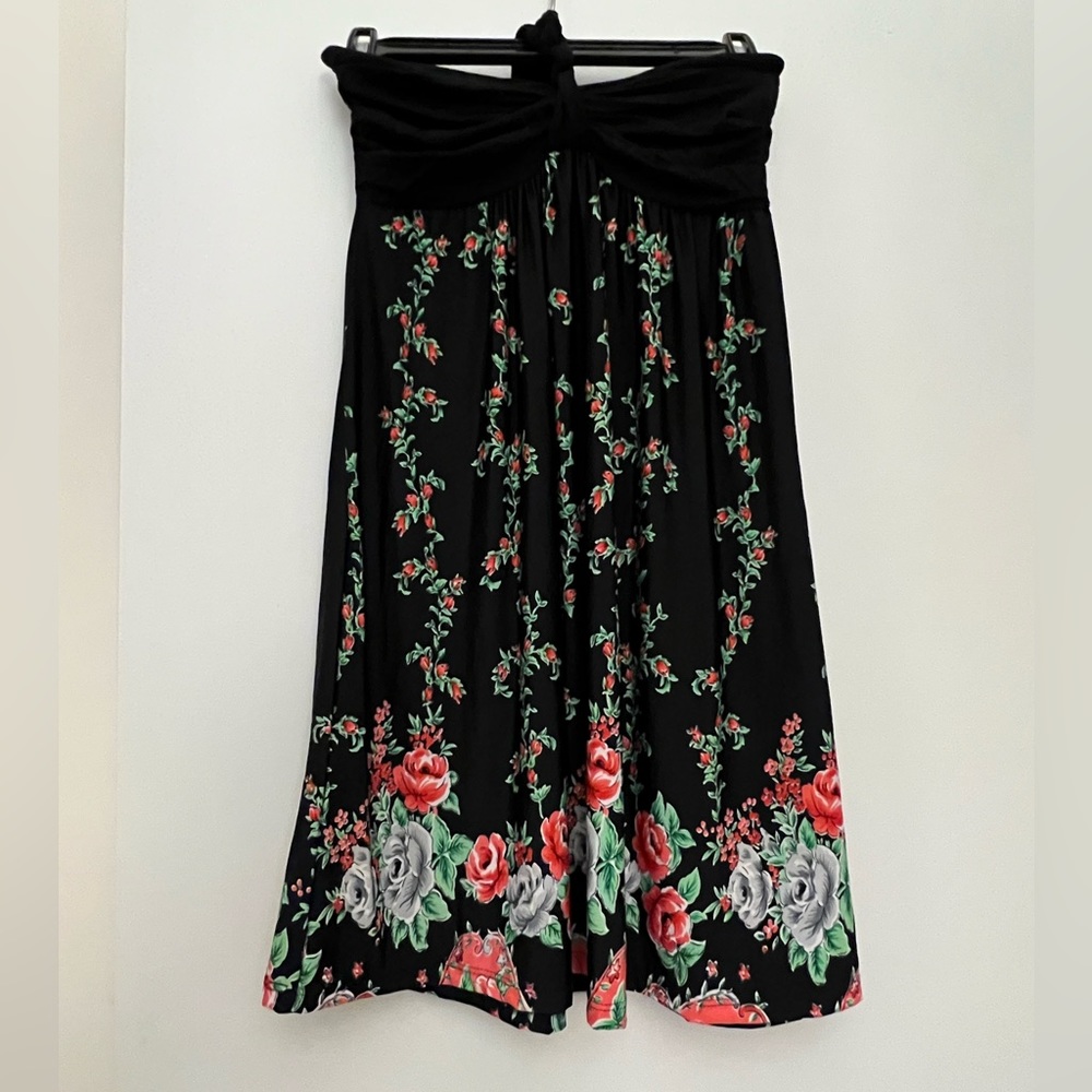 Juniors Small Black Floral Strapless or Halter Dress
